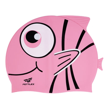 Kids Fish Print Silicone Swimming Cap – Fun, Safe & Comfortable