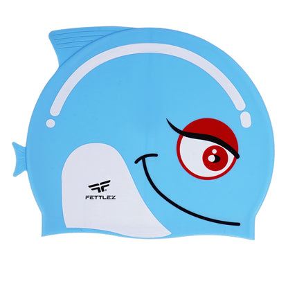 Kids Fish Print Silicone Swimming Cap – Fun, Safe & Comfortable