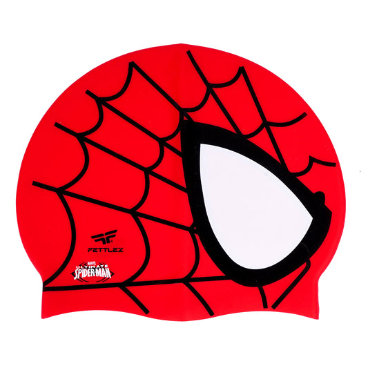 Kids Spider Silk Print Silicone Swimming Cap – Stretchy, Waterproof & Fun