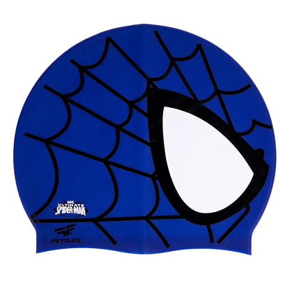 Kids Spider Silk Print Silicone Swimming Cap – Stretchy, Waterproof & Fun